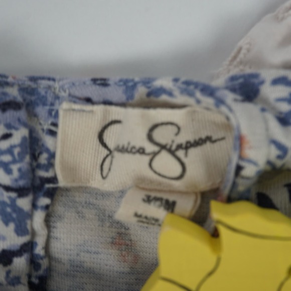 Jessica Simpson Short Sleeve Romper Blue Floral Ruffle Collar Size 3-6 months - Picture 5 of 7